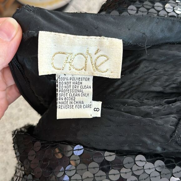 Vintage 90’s black Cache sequin mini cocktail dress high neck 8 - Picture 6 of 8